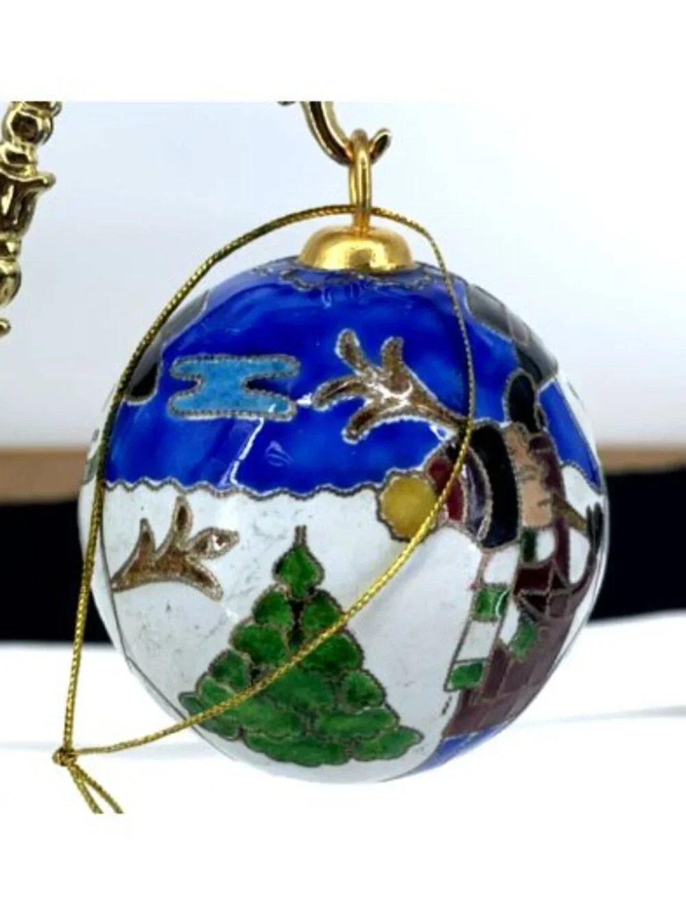 Cloisonne Snowman Christmas Ornament Enamel 1.5